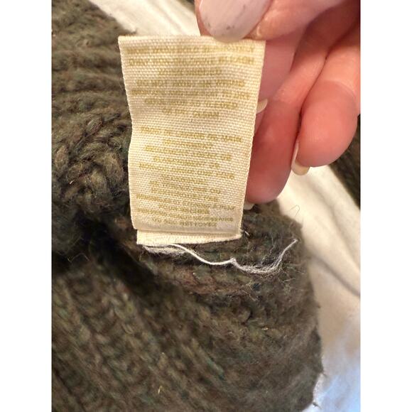 VTG Free People Cardigan Sweater Womens Forest Green Chunky Knit Mock Neck Y2K - Picture 9 of 12